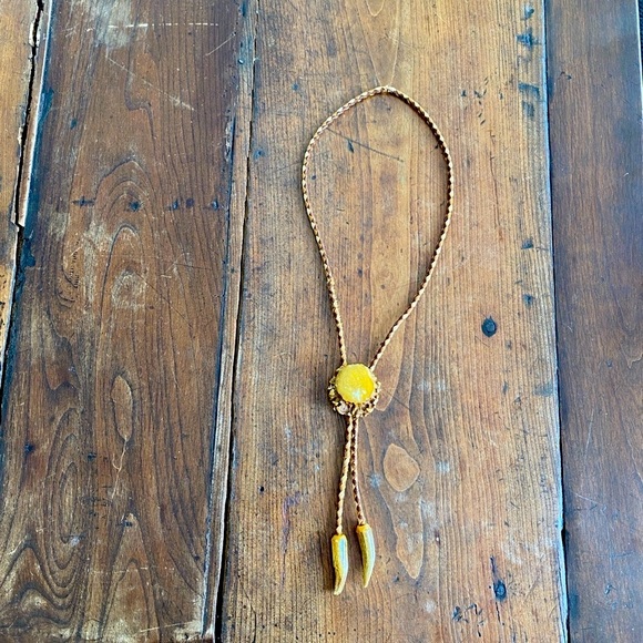 Elk horn vintage woven leather Bolo Tie - Picture 2 of 13